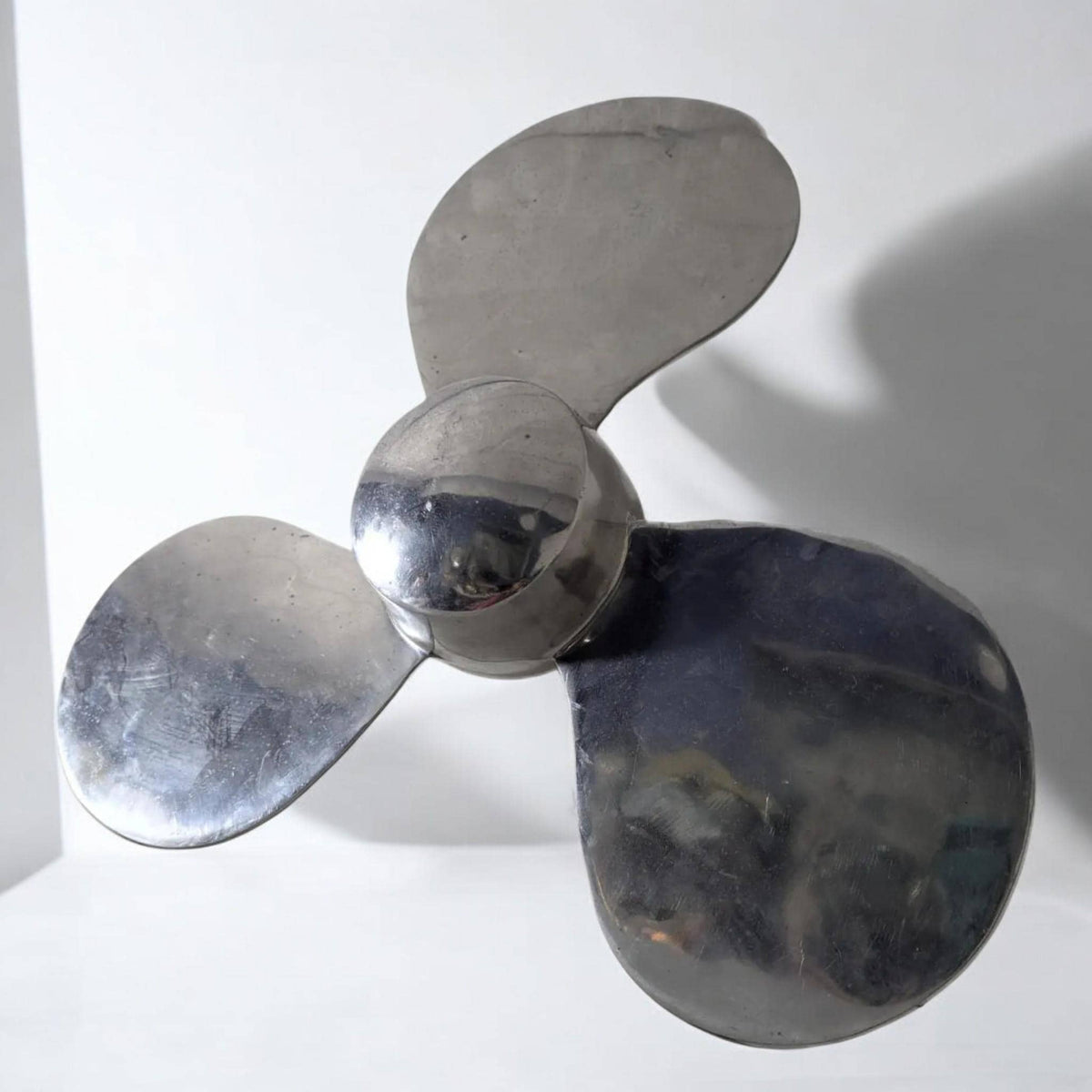 Chrome Propeller Antique Wall Decor - Silver Industrial Aviation Metal Art Sculpture Airplane Hanging Design - The Relic Detail
