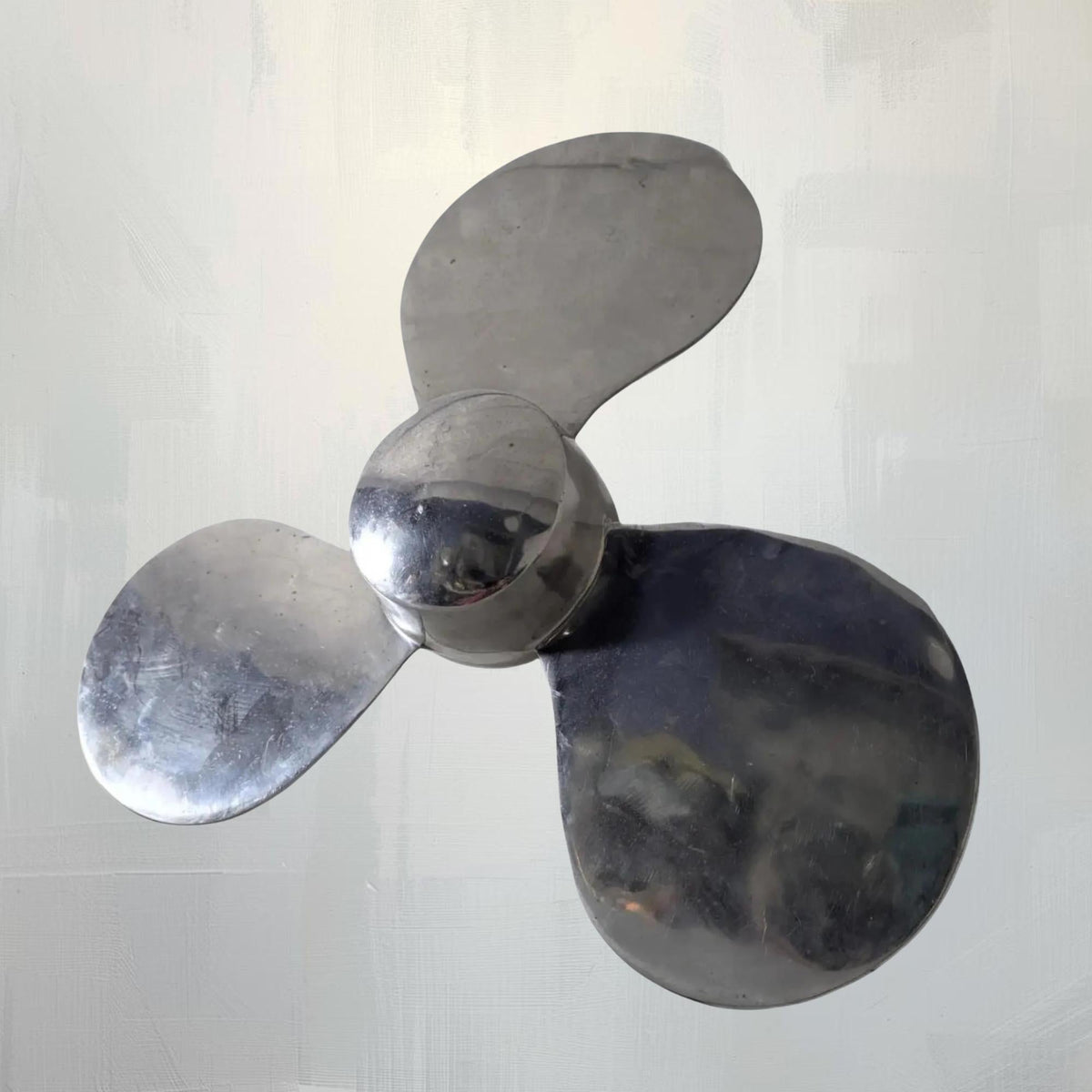 Chrome Propeller Antique Wall Decor - Silver Industrial Aviation Metal Art Sculpture Airplane Hanging Design - The Relic Detail