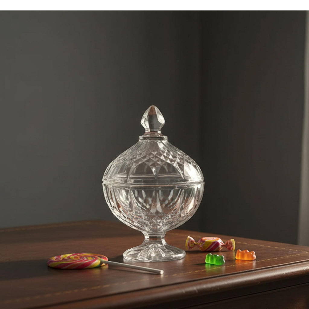 Cristal d'Arques Longchamp Pedestal Candy Dish With Lid – Vintage French Crystal Glassware - The Relic Detail