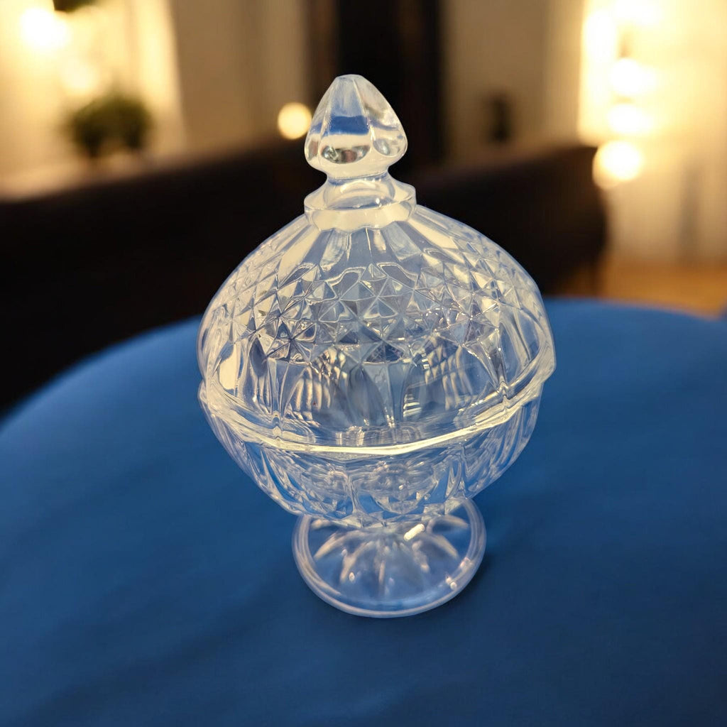Cristal d'Arques Longchamp Pedestal Candy Dish With Lid – Vintage French Crystal Glassware - The Relic Detail