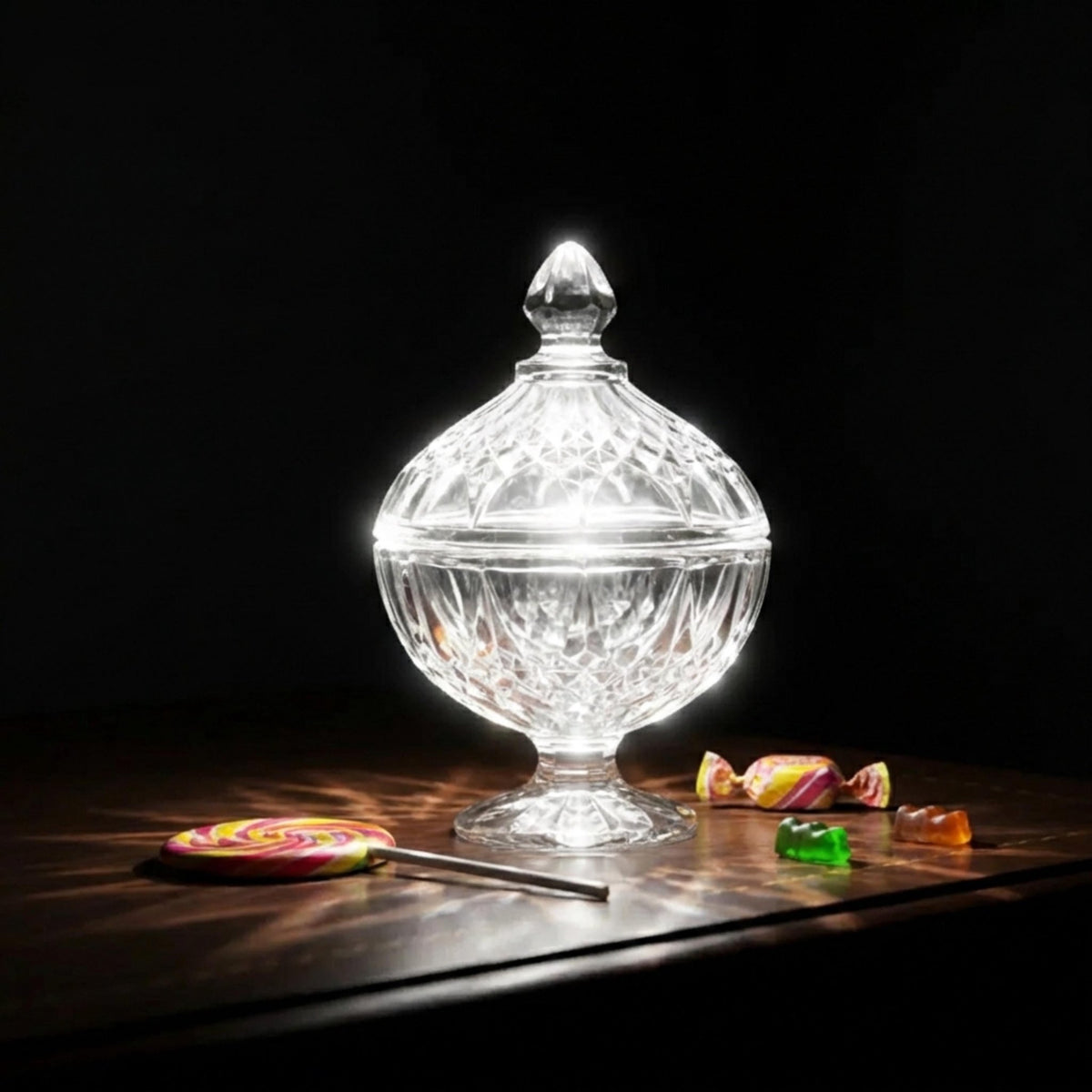Cristal d'Arques Longchamp Pedestal Candy Dish With Lid – Vintage French Crystal Glassware - The Relic Detail