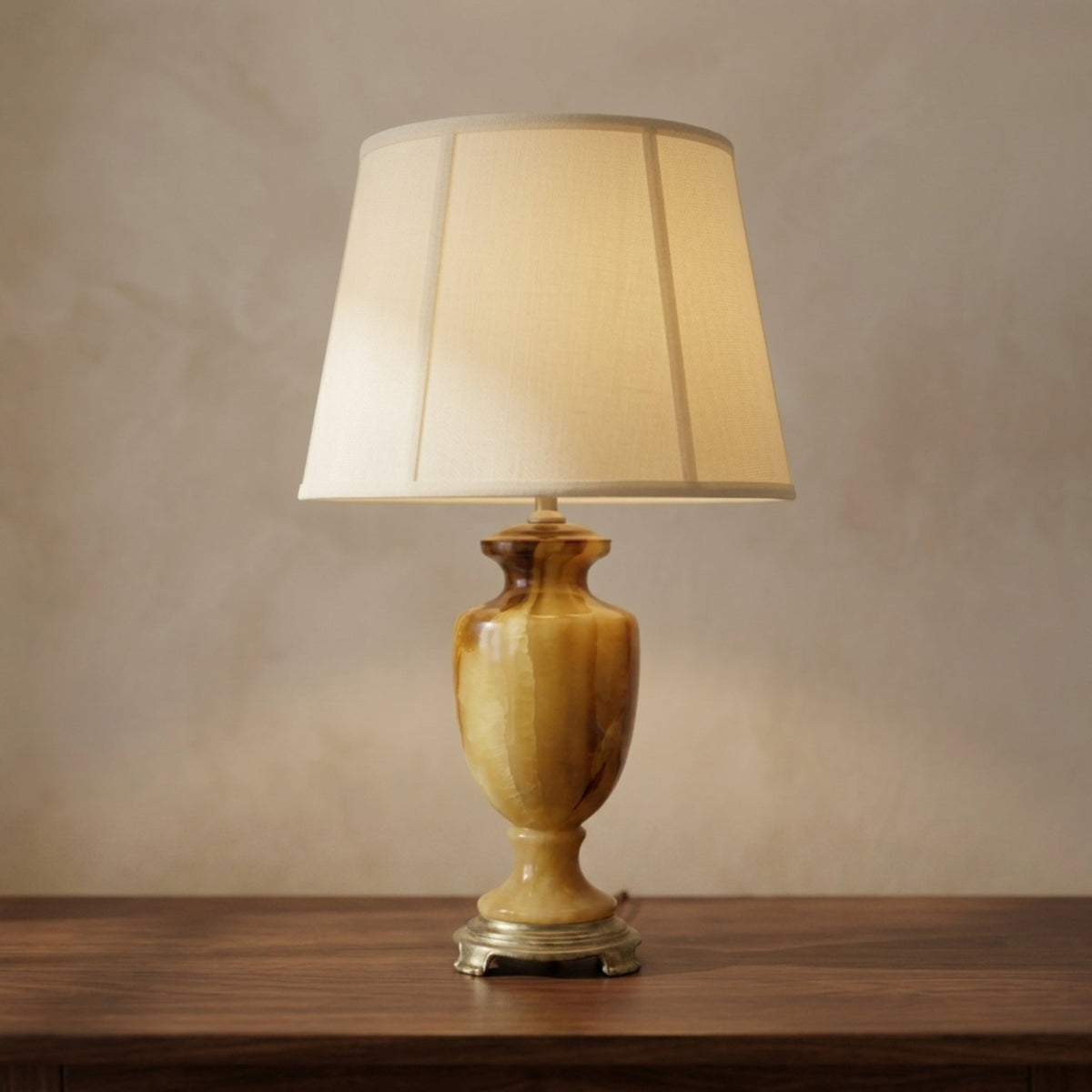 CVV Vianne "Butterscotch" Carmel Slag Art Glass Urn Lamp, 26 inches - The Relic Detail