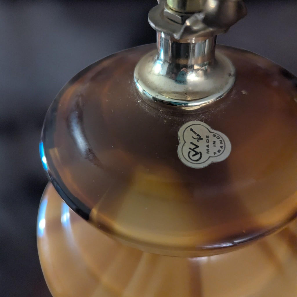 CVV Vianne "Butterscotch" Carmel Slag Art Glass Urn Lamp, 26 inches - The Relic Detail