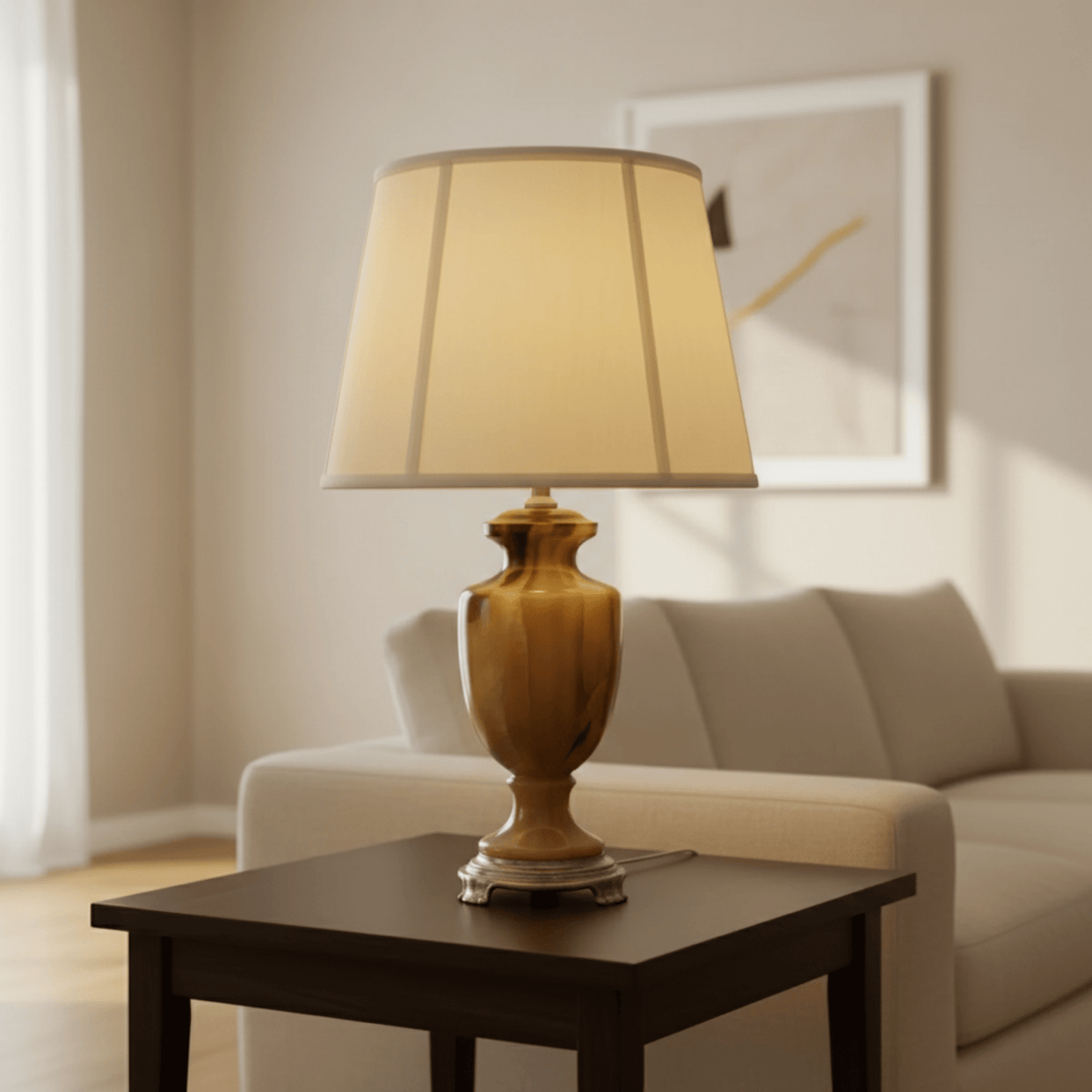 CVV Vianne "Butterscotch" Carmel Slag Art Glass Urn Lamp, 26 inches - The Relic Detail
