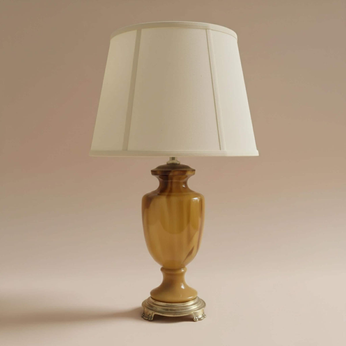 CVV Vianne "Butterscotch" Carmel Slag Art Glass Urn Lamp, 26 inches - The Relic Detail