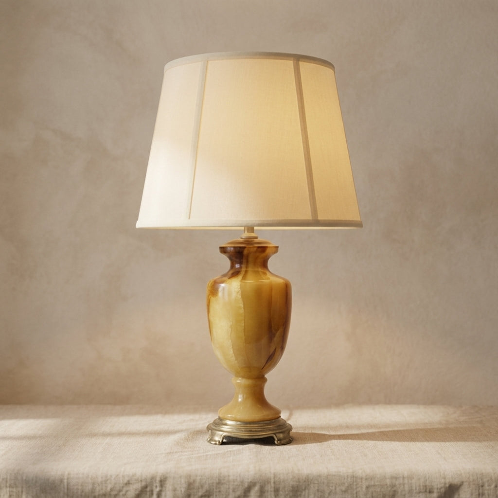 CVV Vianne "Butterscotch" Carmel Slag Art Glass Urn Lamp, 26 inches - The Relic Detail