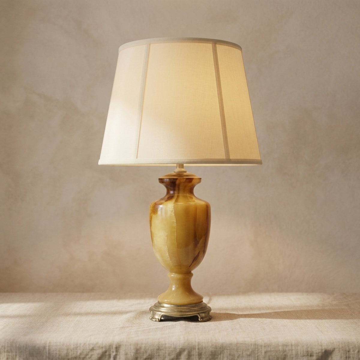 CVV Vianne "Butterscotch" Carmel Slag Art Glass Urn Lamp, 26 inches - The Relic Detail