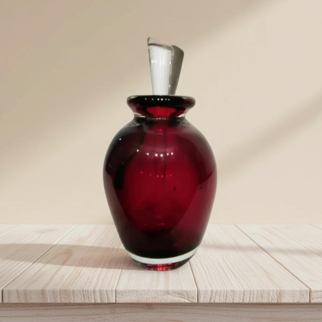 Dark Ruby Hand Blown Glass Perfume Bottle | Italian Vintage - The Relic Detail