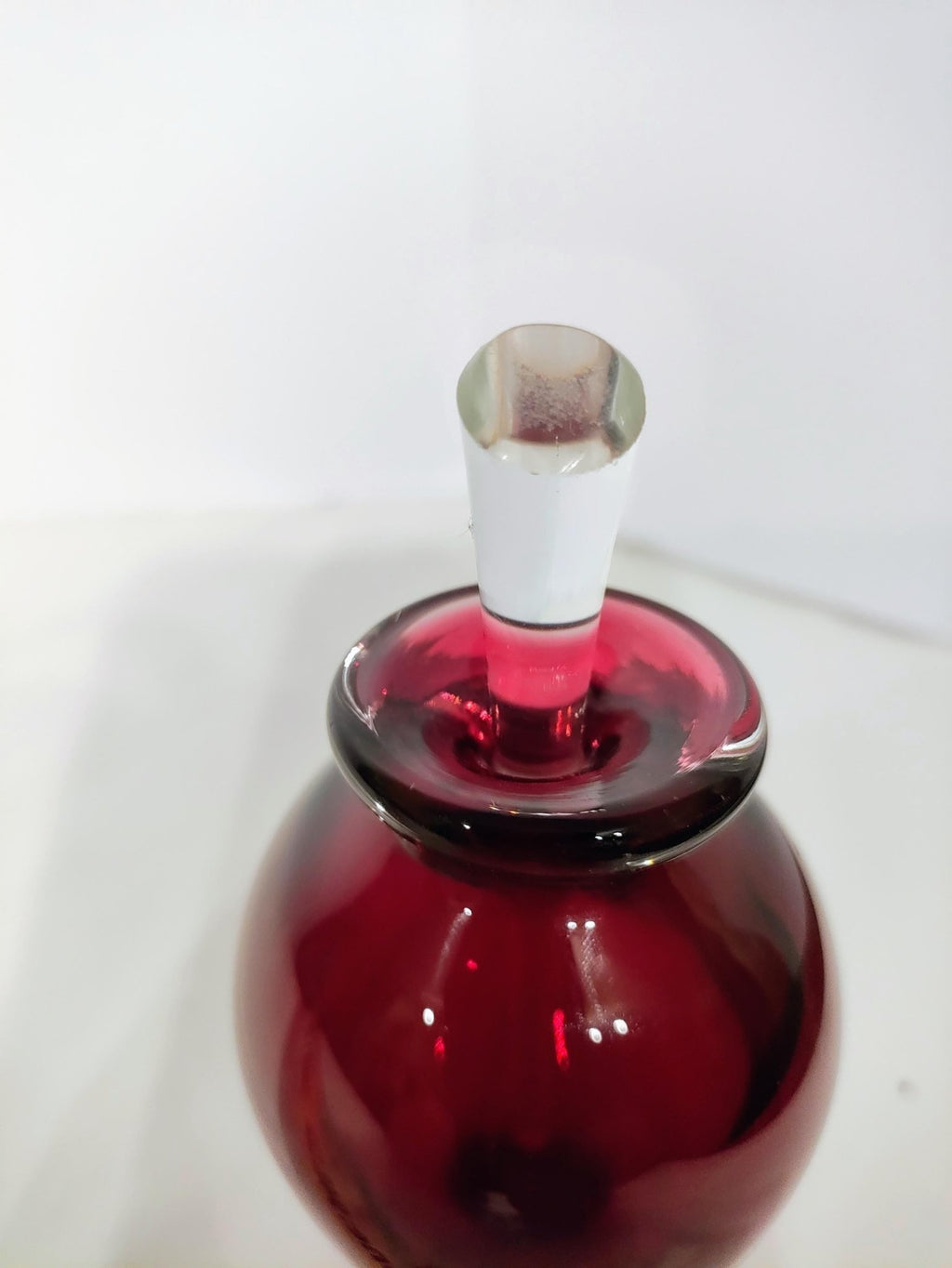 Dark Ruby Hand Blown Glass Perfume Bottle | Italian Vintage - The Relic Detail