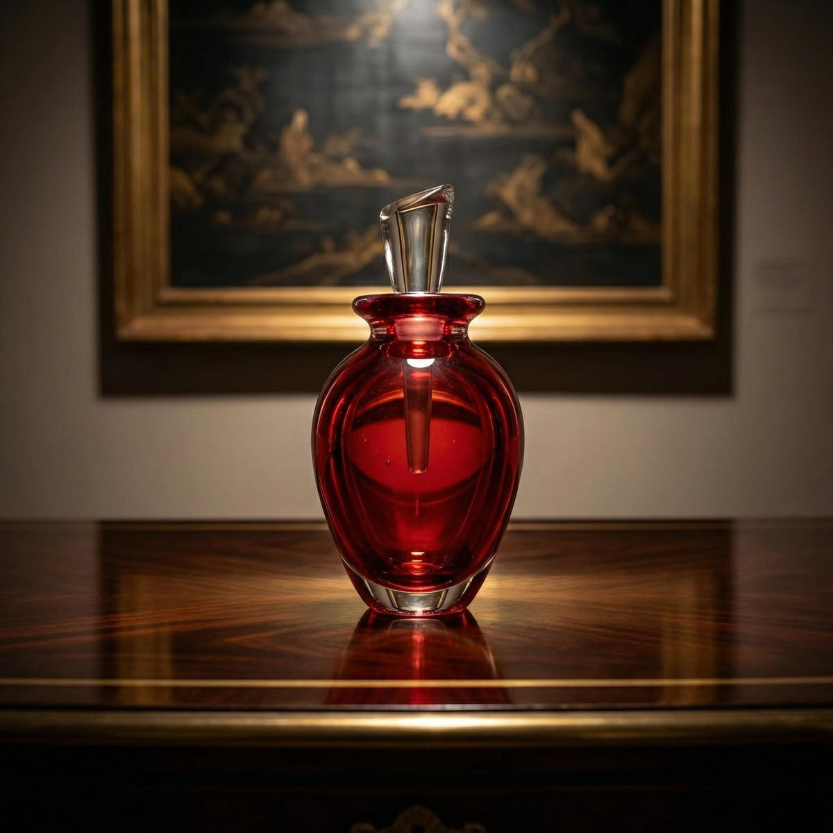 Dark Ruby Hand Blown Glass Perfume Bottle | Italian Vintage - The Relic Detail