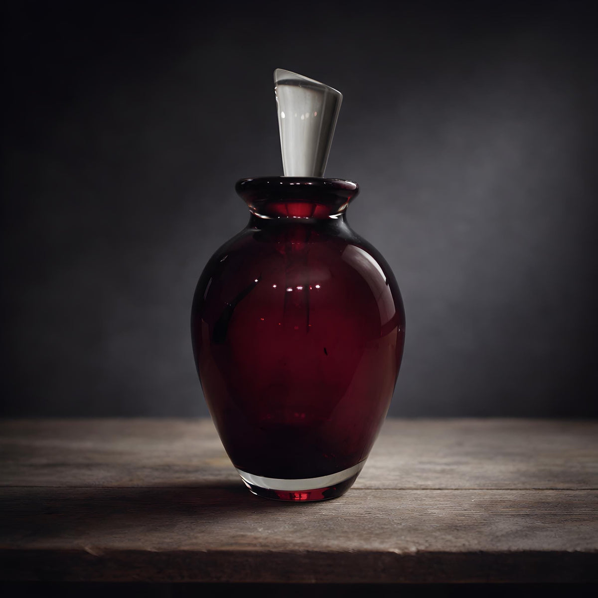 Dark Ruby Hand Blown Glass Perfume Bottle | Italian Vintage - The Relic Detail