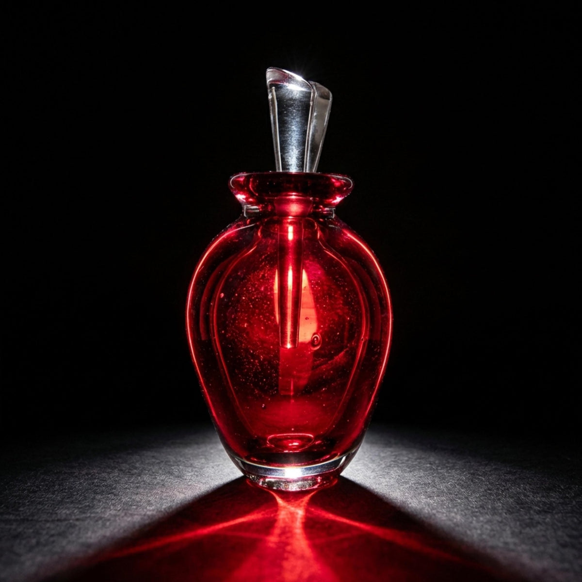 Dark Ruby Hand Blown Glass Perfume Bottle | Italian Vintage - The Relic Detail