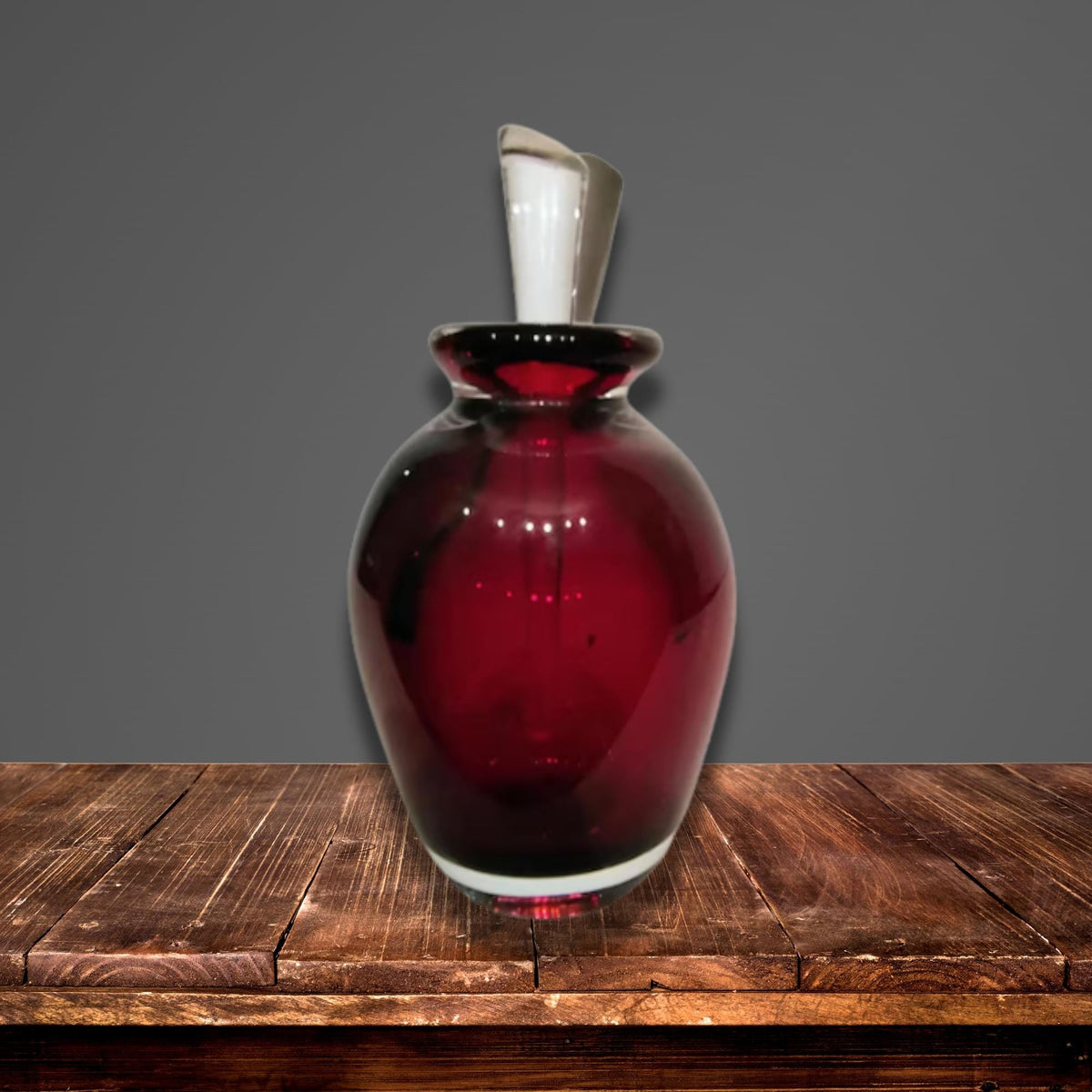 Dark Ruby Hand Blown Glass Perfume Bottle | Italian Vintage - The Relic Detail