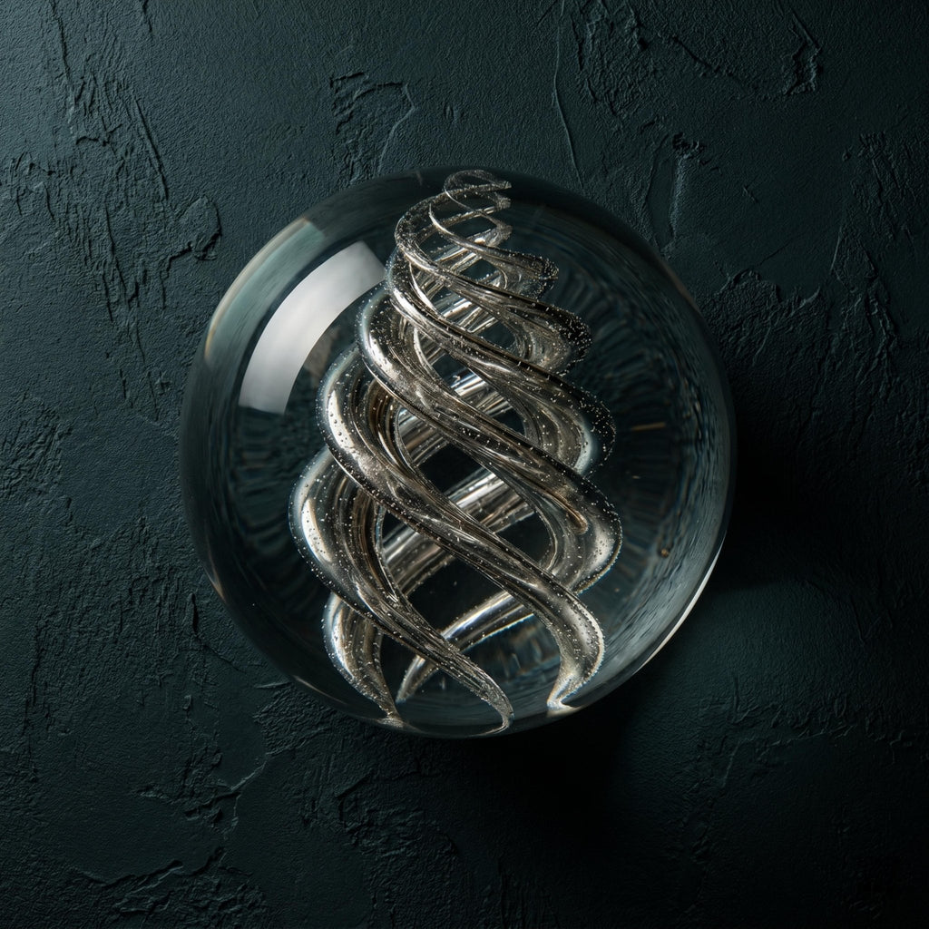 Glass Sphere Double Helix Bubble Statue, Dark Academia Globe, Vintage Art Sculpture - The Relic Detail