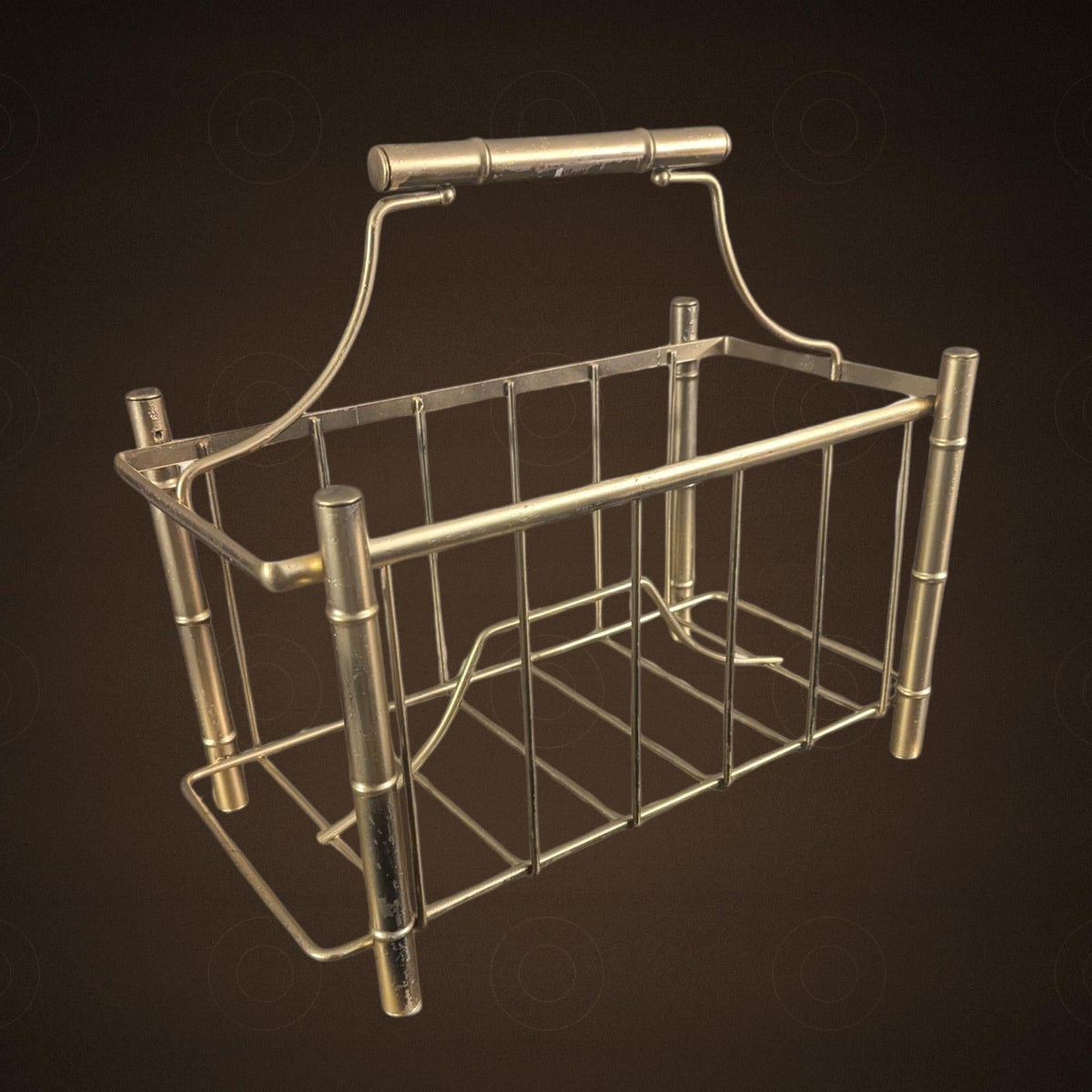 Gold Bamboo Magazine Holder Mid Century Modern Desk Organizer Storage Rack - The Relic Detail
