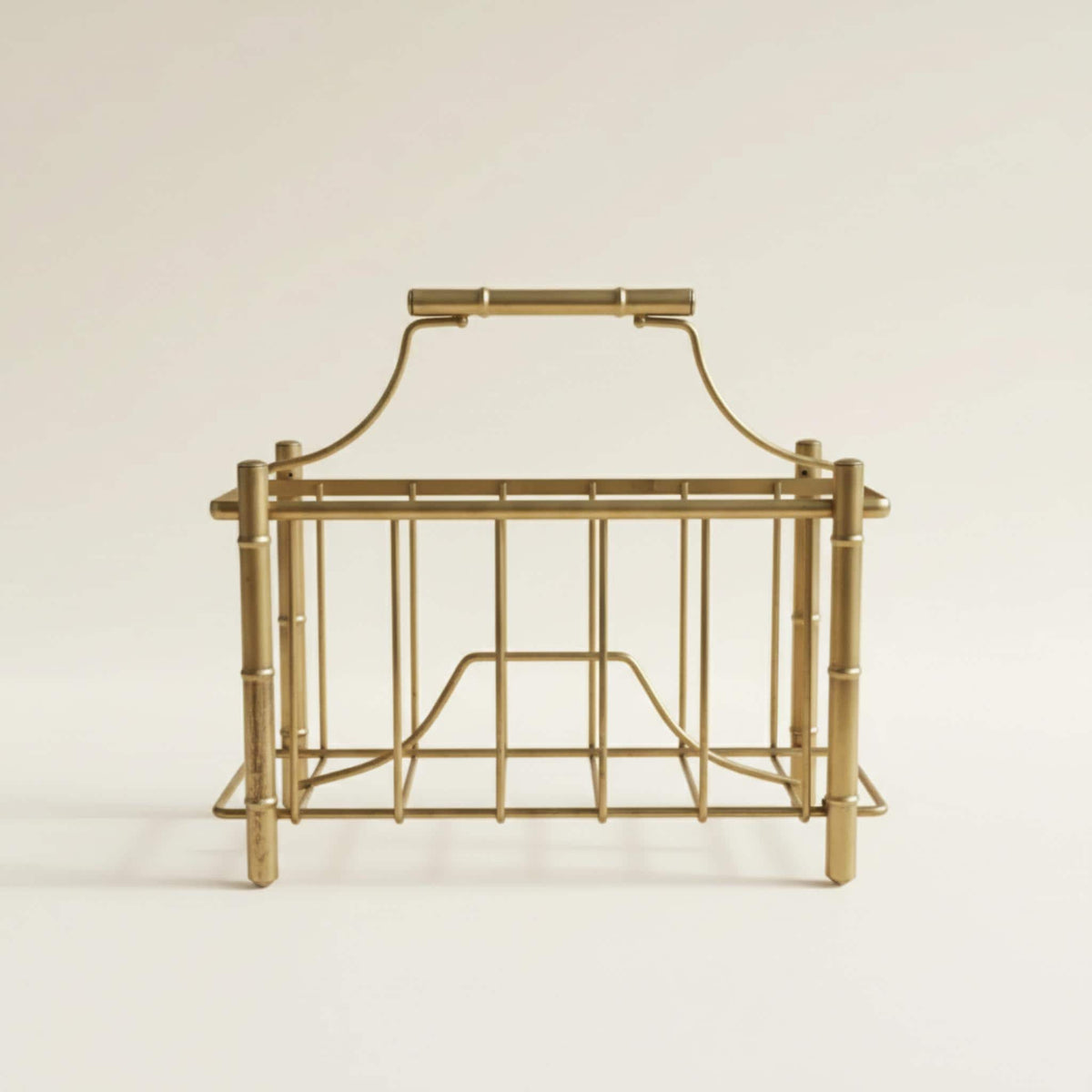 Gold Bamboo Magazine Holder Mid Century Modern Desk Organizer Storage Rack - The Relic Detail