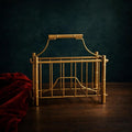 Gold Bamboo Magazine Holder Mid Century Modern Desk Organizer Storage Rack - The Relic Detail
