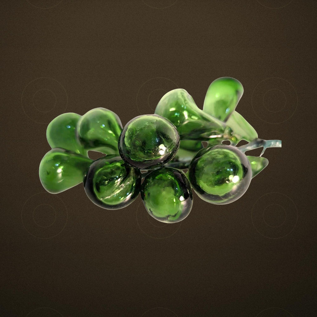 Green Blown Glass Grape Cluster | Italian Handmade Art Fruit Centerpiece Decor - The Relic Detail
