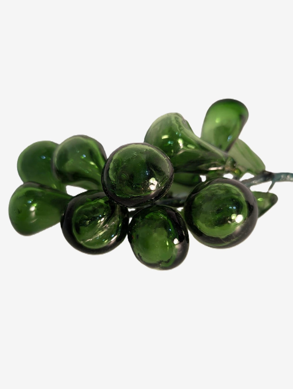 Green Blown Glass Grape Cluster | Italian Handmade Art Fruit Centerpiece Decor - The Relic Detail