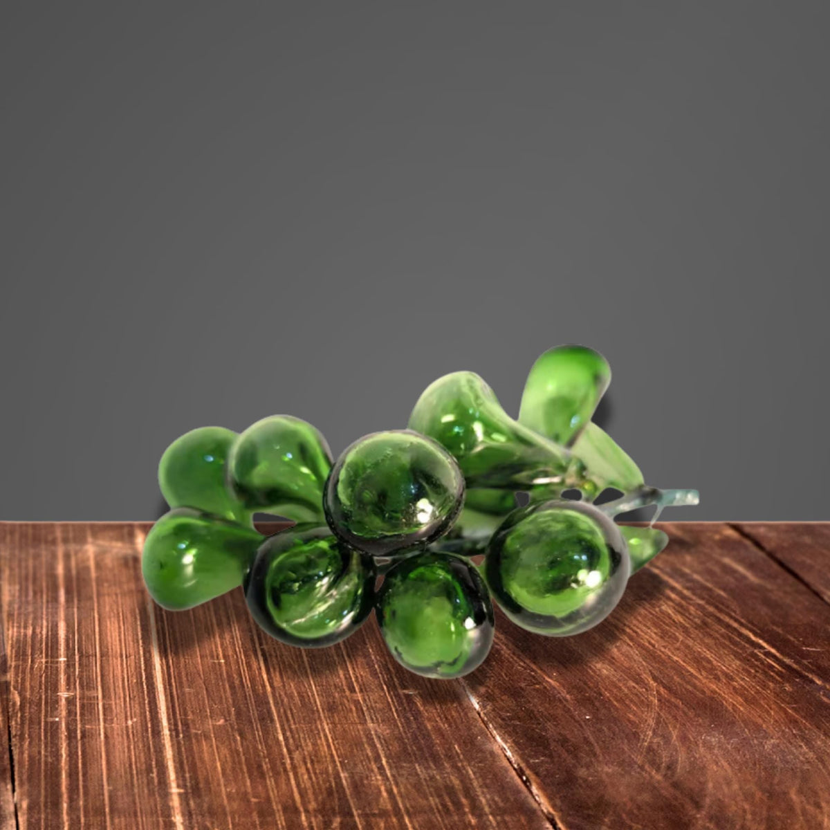 Green Blown Glass Grape Cluster | Italian Handmade Art Fruit Centerpiece Decor - The Relic Detail