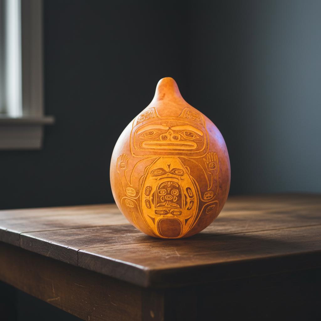 Grizzly Bear Carved Gourd: Handcrafted Rustic Nature Sculpture - The Relic Detail