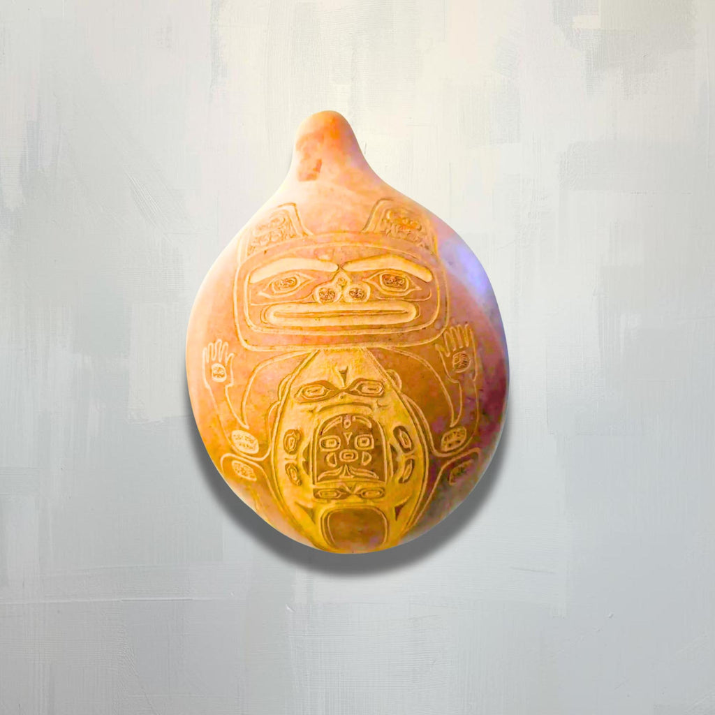 Grizzly Bear Carved Gourd: Handcrafted Rustic Nature Sculpture - The Relic Detail