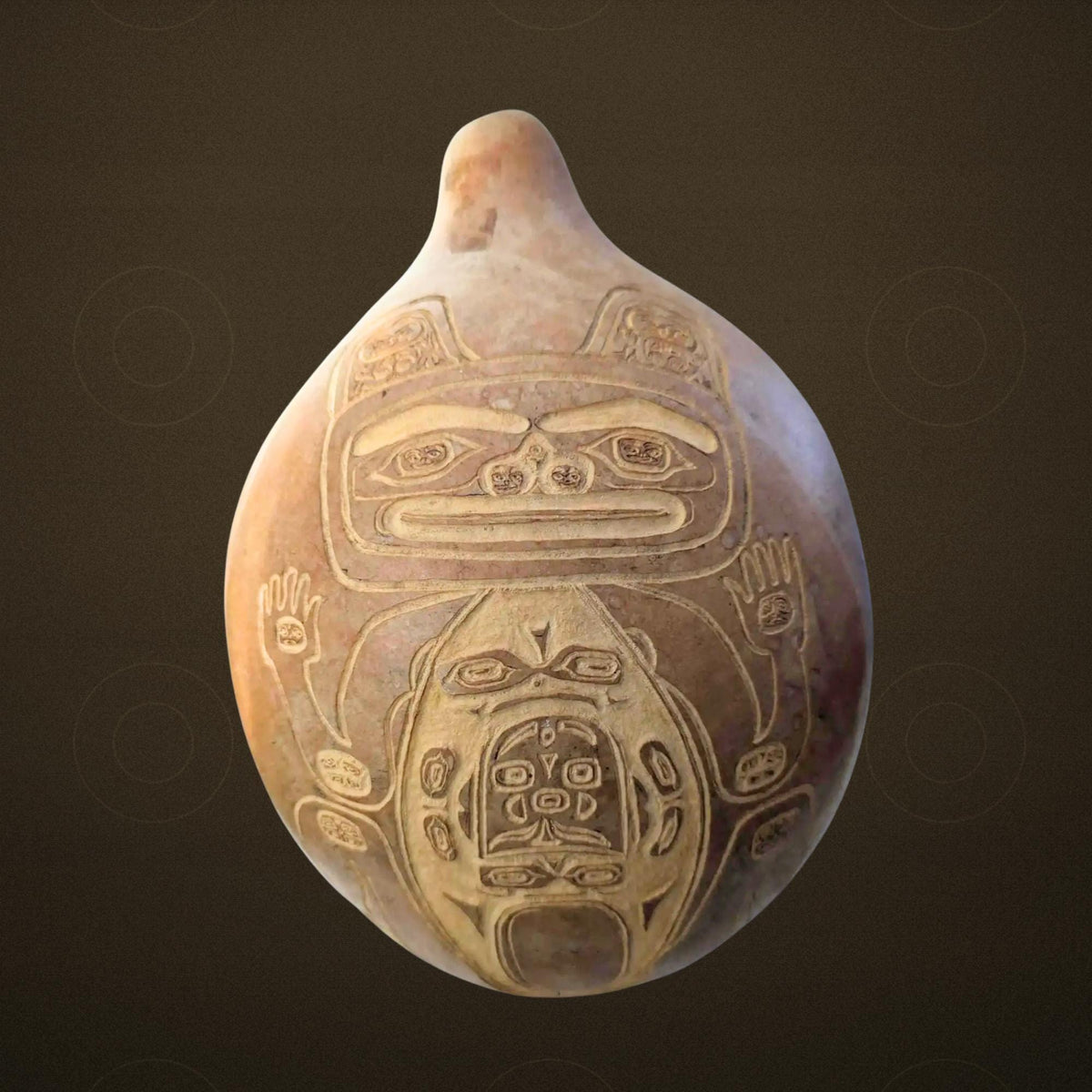 Grizzly Bear Carved Gourd: Handcrafted Rustic Nature Sculpture - The Relic Detail