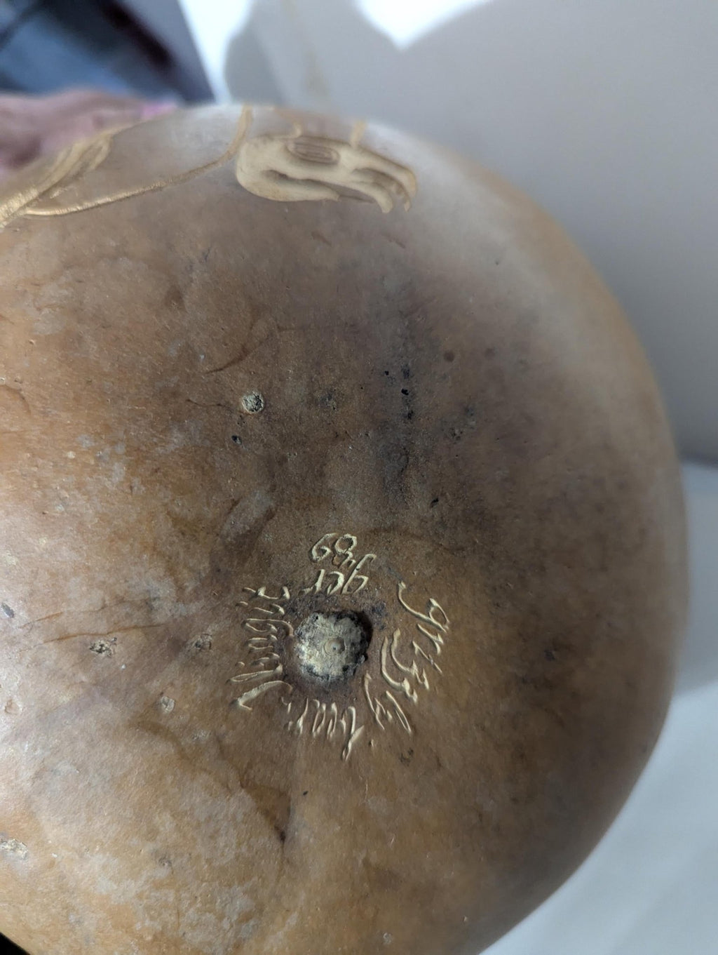 Grizzly Bear Carved Gourd: Handcrafted Rustic Nature Sculpture - The Relic Detail