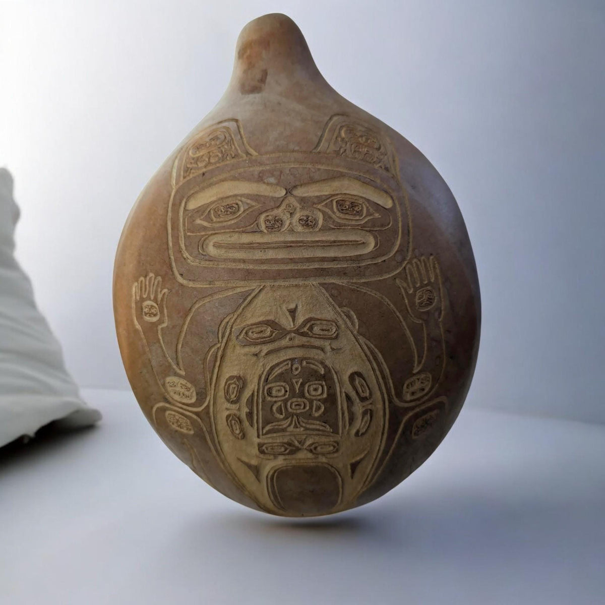 Grizzly Bear Carved Gourd: Handcrafted Rustic Nature Sculpture - The Relic Detail