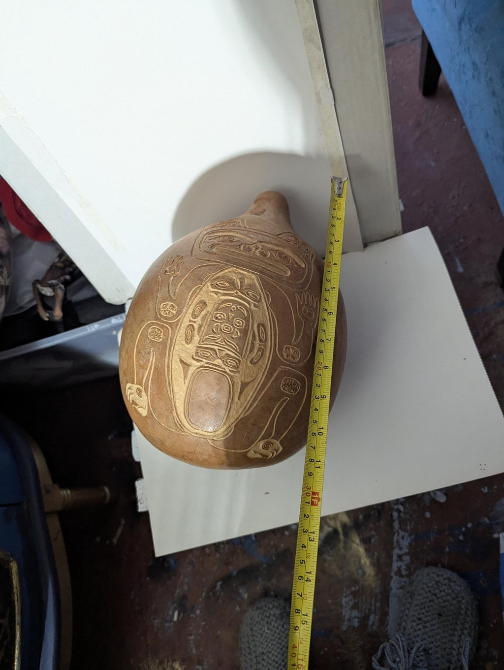Grizzly Bear Carved Gourd: Handcrafted Rustic Nature Sculpture - The Relic Detail