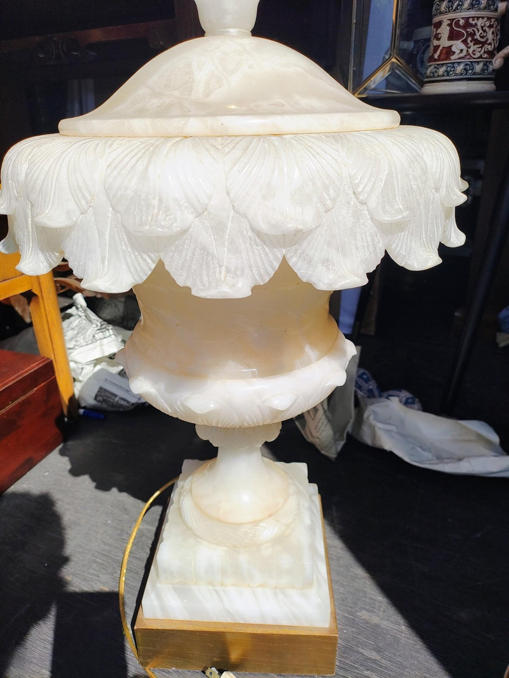 Hand-Carved Alabaster Table Lamp, 31 in. - The Relic Detail