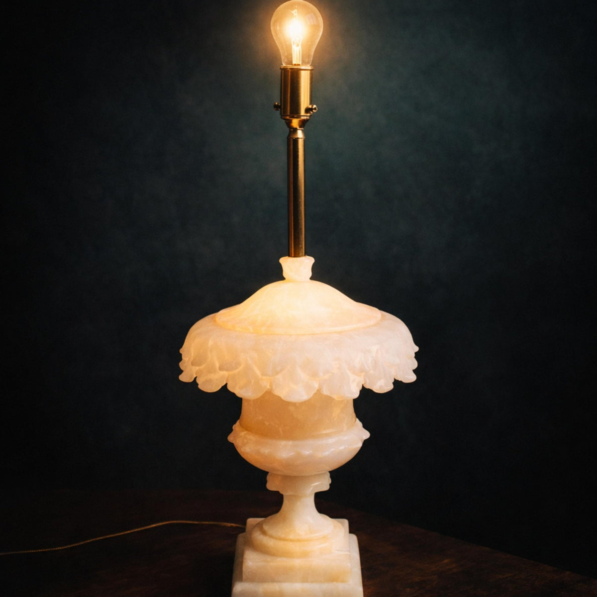 Hand-Carved Alabaster Table Lamp, 31 in. - The Relic Detail