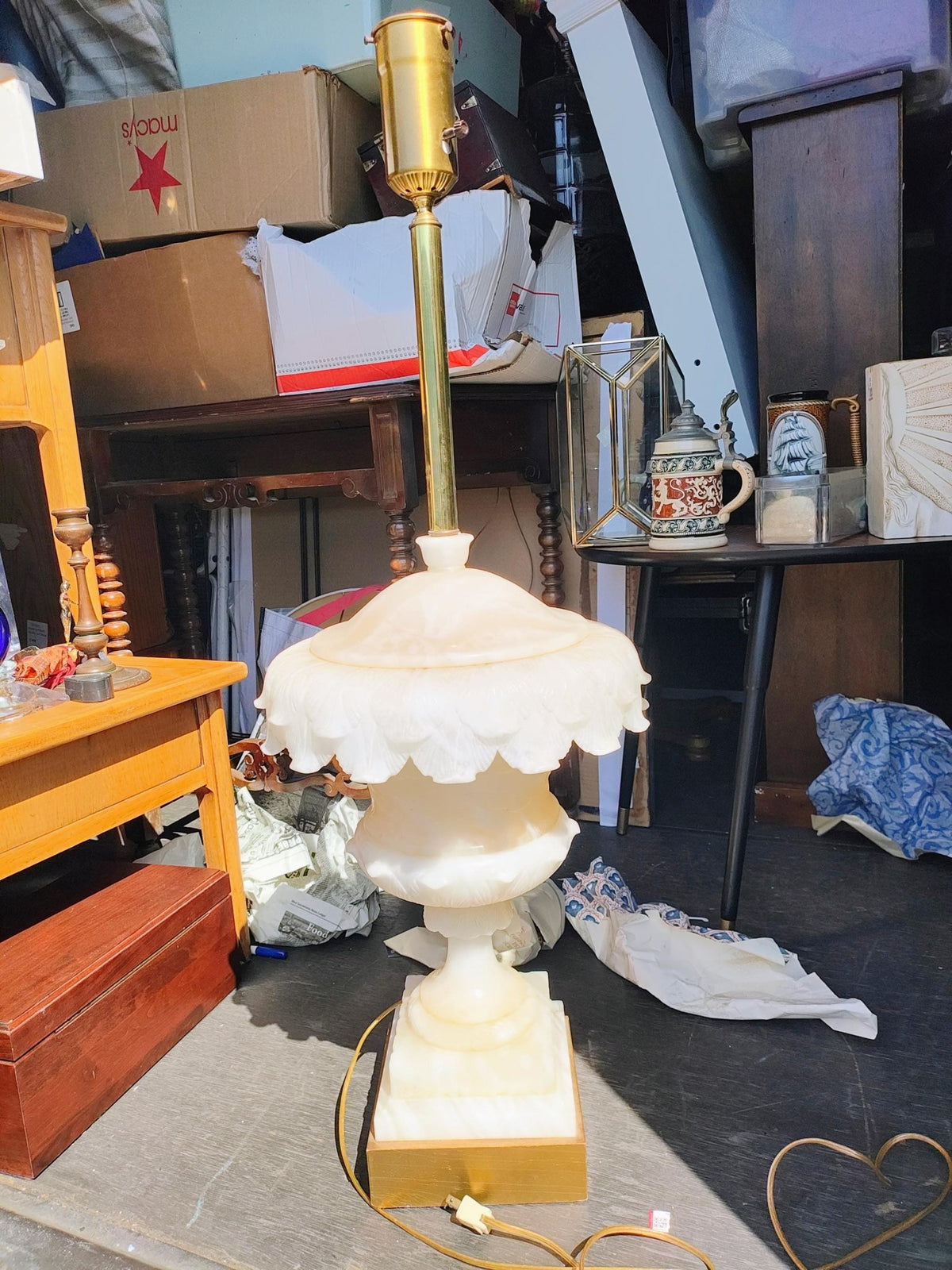 Hand-Carved Alabaster Table Lamp, 31 in. - The Relic Detail