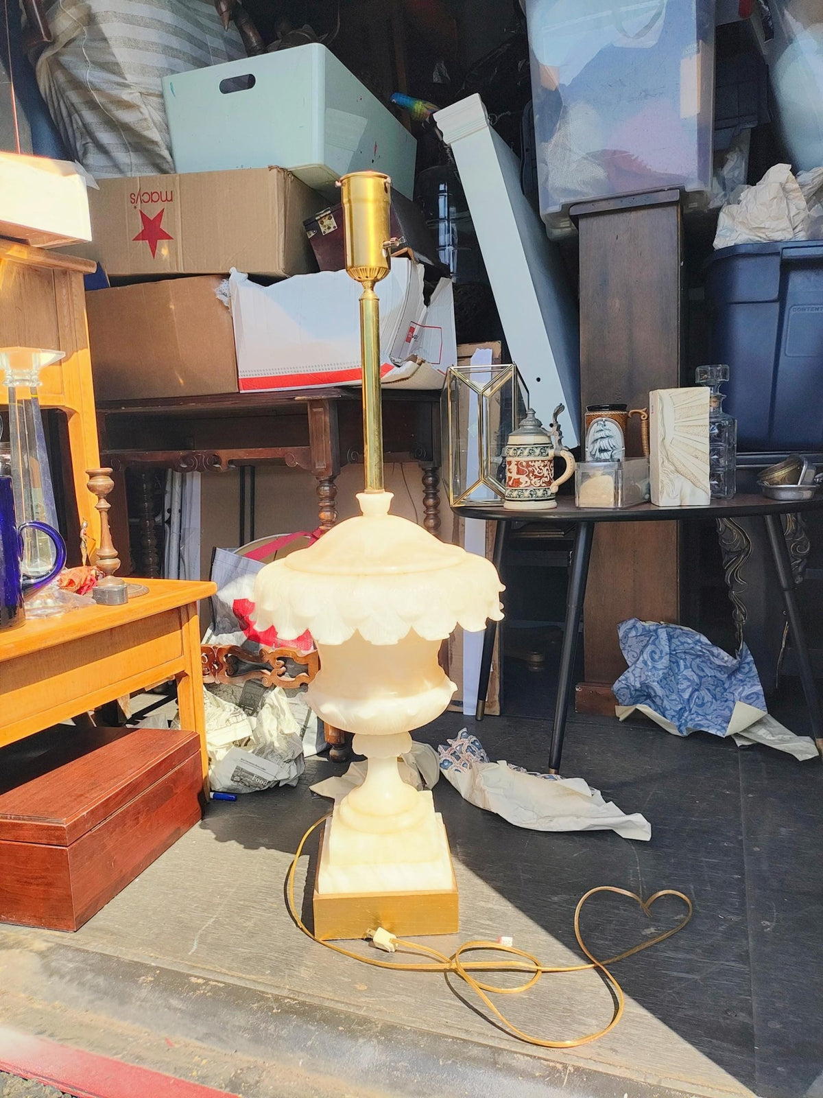 Hand-Carved Alabaster Table Lamp, 31 in. - The Relic Detail