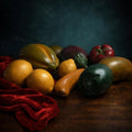 Hand-Carved Wooden Fruit Vegetable Set - Painted Natural Produce Centerpiece Decor - The Relic Detail