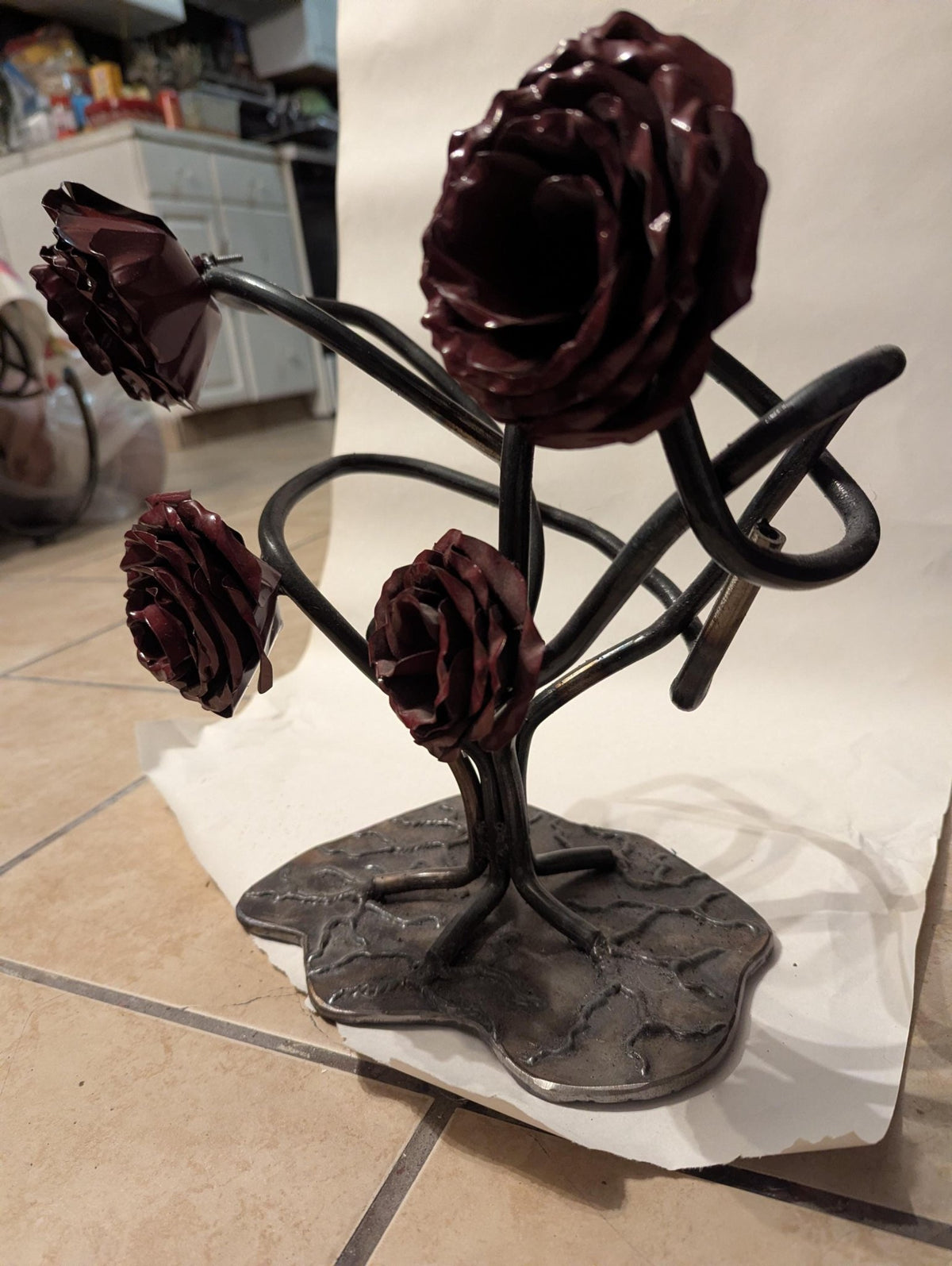 Hand Forged Metal Rose Sculpture - The Relic Detail