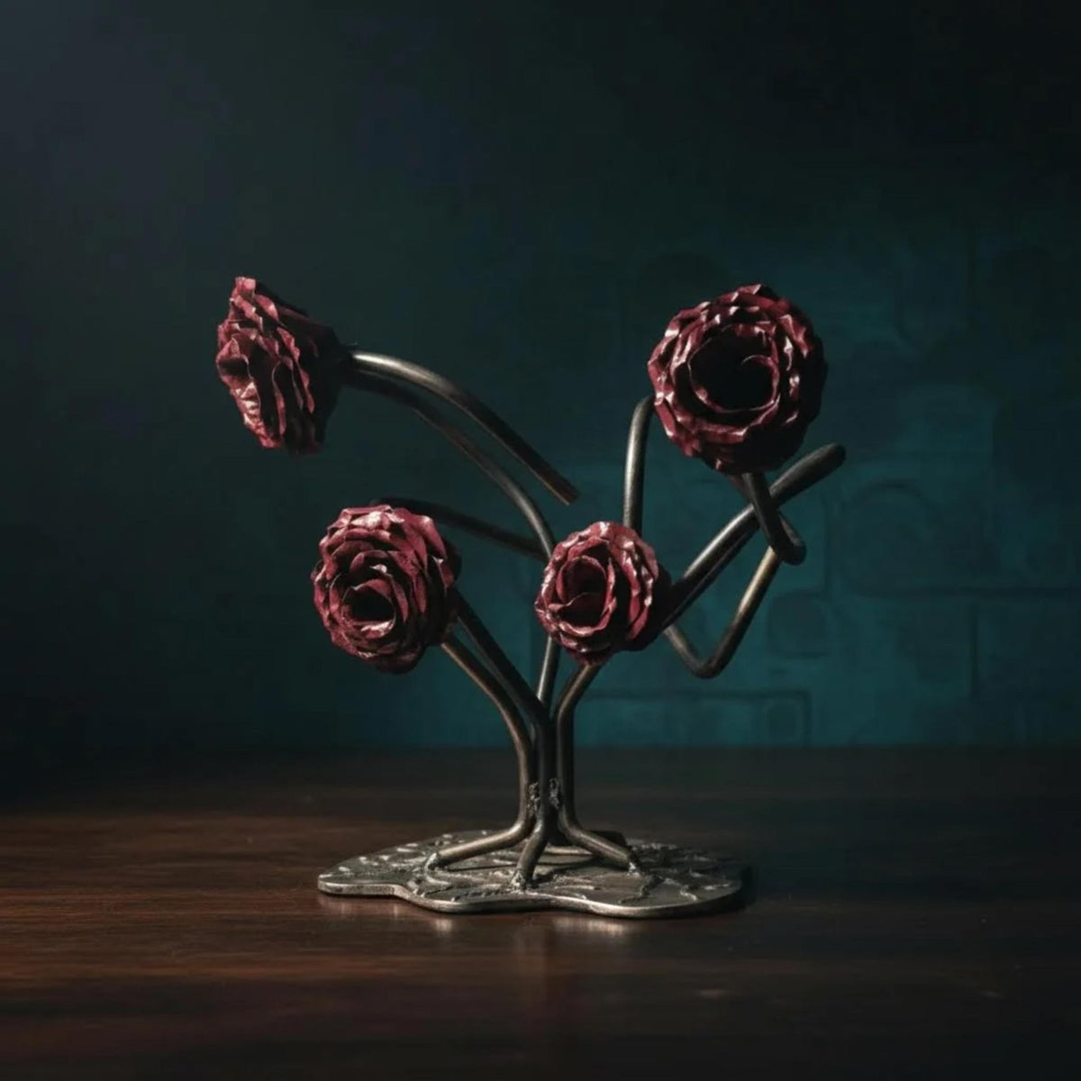 Hand Forged Metal Rose Sculpture - The Relic Detail