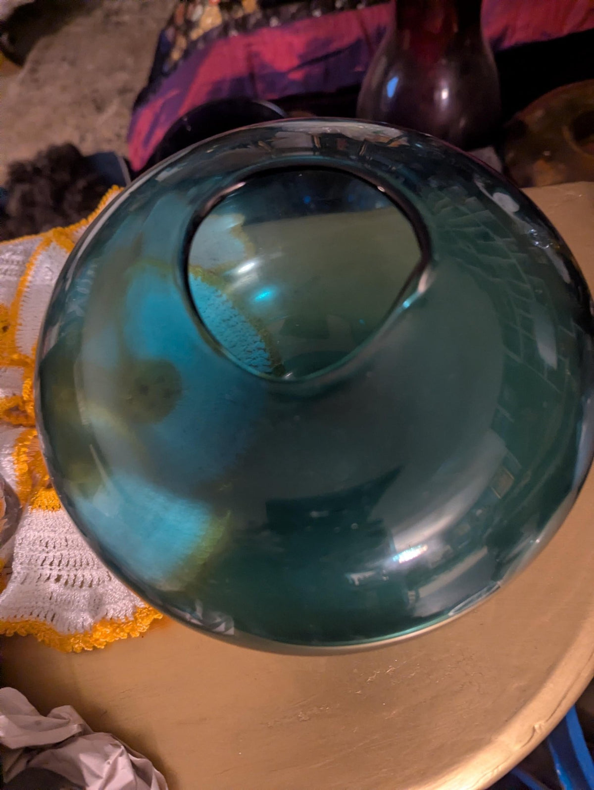 Handcrafted Aquamarine Art Glass Vase - Studio Blown Decorative Home Centerpiece - The Relic Detail