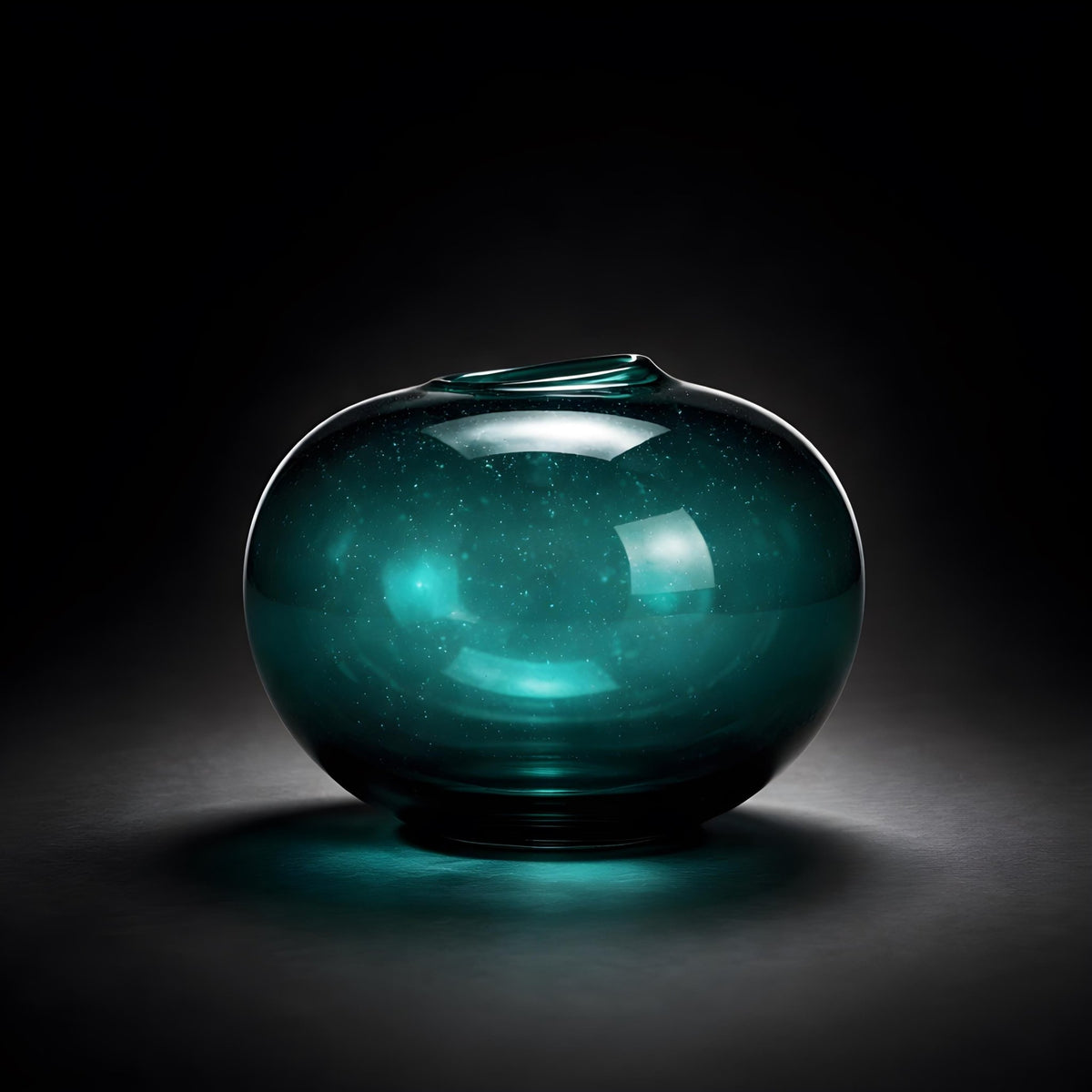 Handcrafted Aquamarine Art Glass Vase - Studio Blown Decorative Home Centerpiece - The Relic Detail