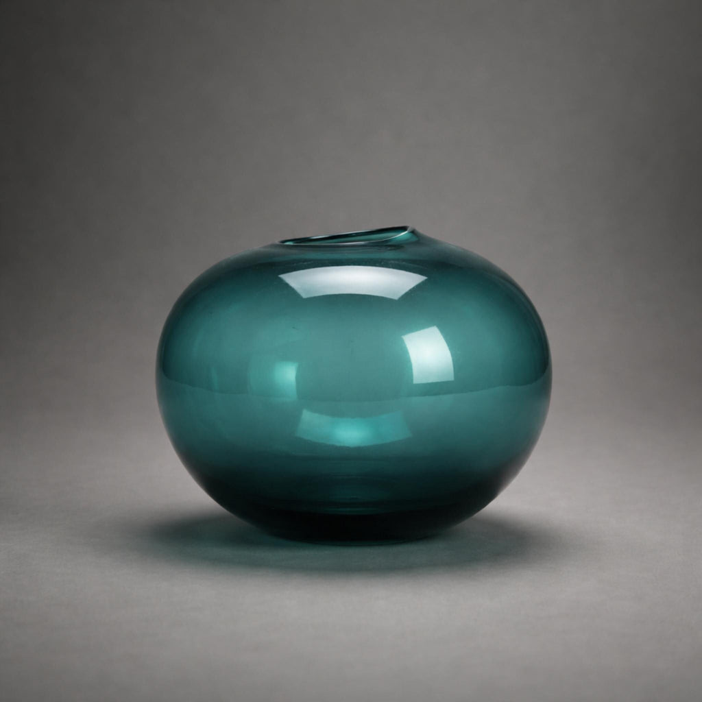 Handcrafted Aquamarine Art Glass Vase - Studio Blown Decorative Home Centerpiece - The Relic Detail