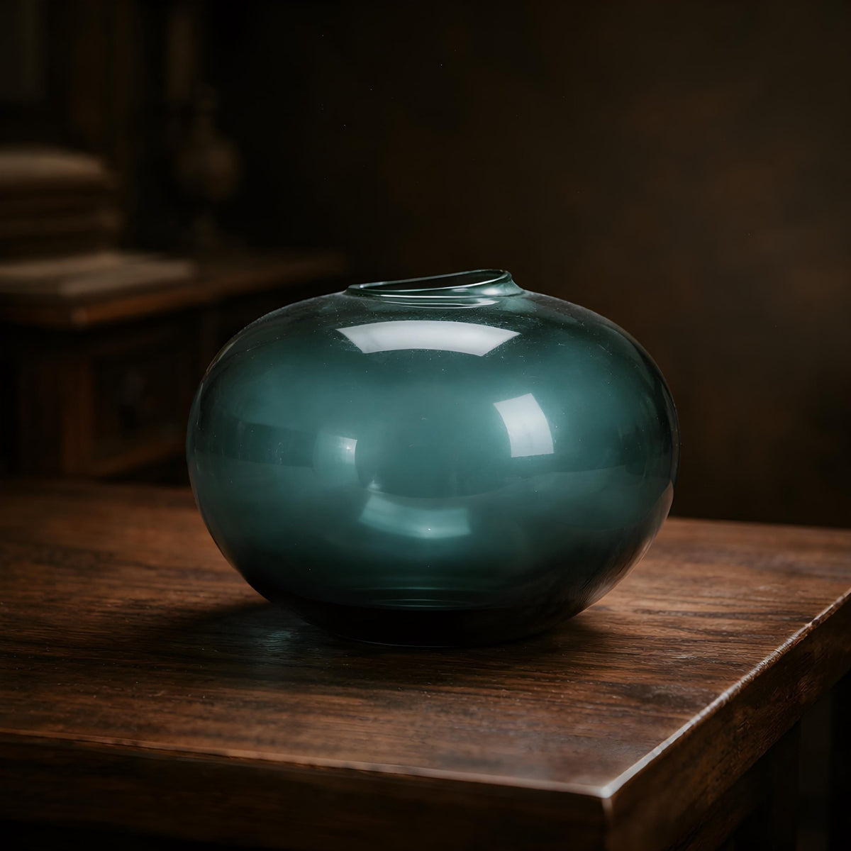 Handcrafted Aquamarine Art Glass Vase - Studio Blown Decorative Home Centerpiece - The Relic Detail