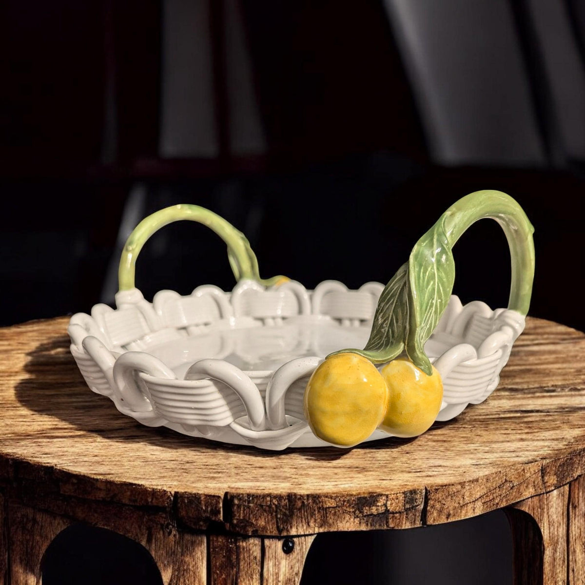 Handcrafted Italian Ceramic Lemon Serving Dish - Fruit Bowl Centerpiece Platter - The Relic Detail