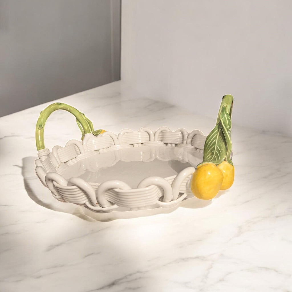 Handcrafted Italian Ceramic Lemon Serving Dish - Fruit Bowl Centerpiece Platter - The Relic Detail