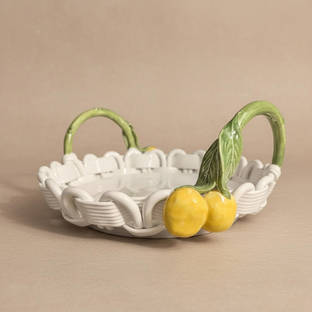 Handcrafted Italian Ceramic Lemon Serving Dish - Fruit Bowl Centerpiece Platter - The Relic Detail