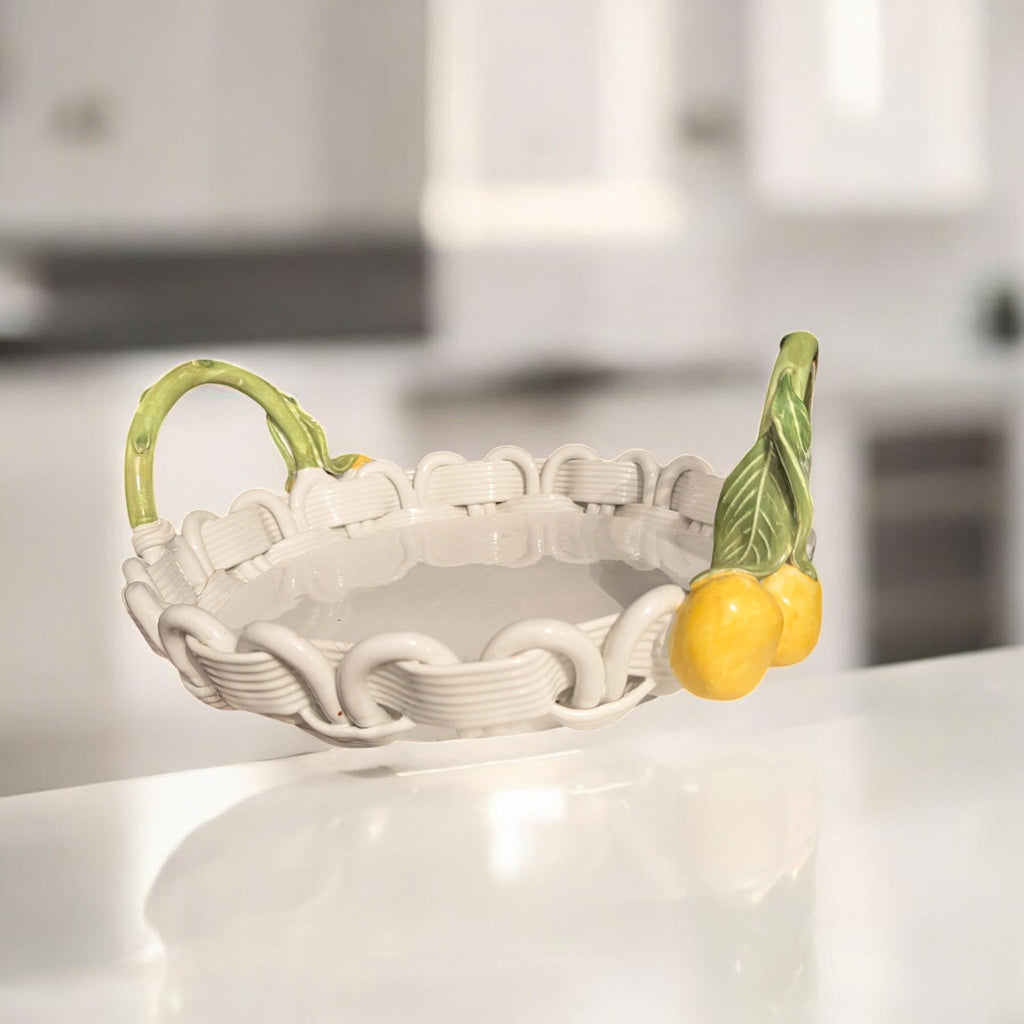 Handcrafted Italian Ceramic Lemon Serving Dish - Fruit Bowl Centerpiece Platter - The Relic Detail