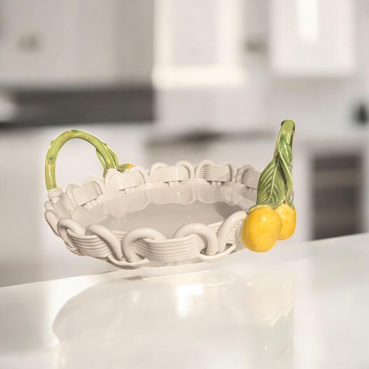 Handcrafted Italian Ceramic Lemon Serving Dish - Fruit Bowl Centerpiece Platter - The Relic Detail