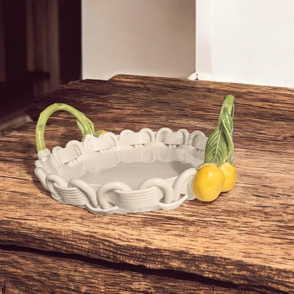 Handcrafted Italian Ceramic Lemon Serving Dish - Fruit Bowl Centerpiece Platter - The Relic Detail