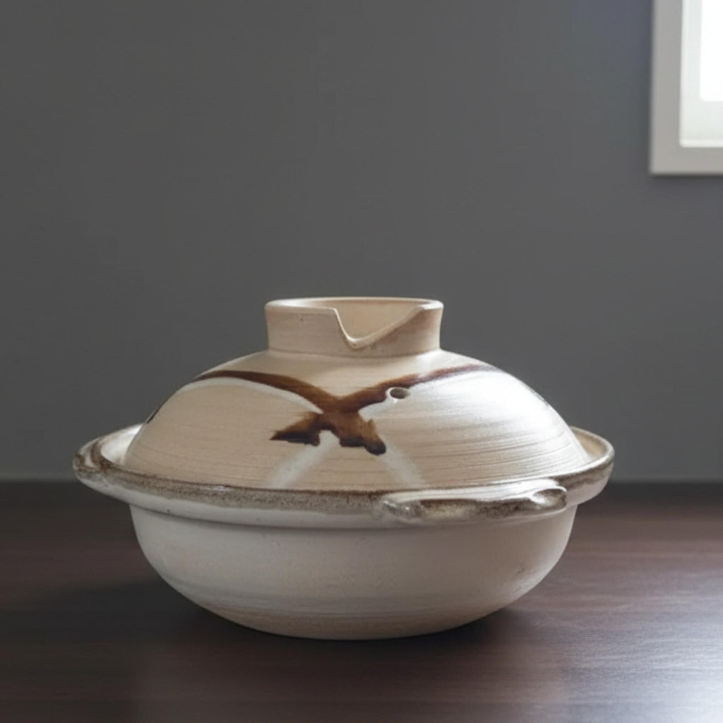 Handmade Japanese Donabe Clay Pot - Authentic Stoneware Ceramic Cooking Vessel for Traditional Asian Cuisine - The Relic Detail