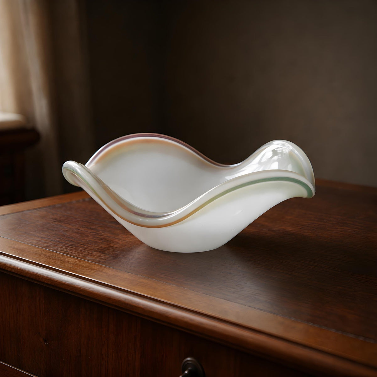 Italian Murano Glass Art Sculpture: White, Pink, and Green Decor - The Relic Detail