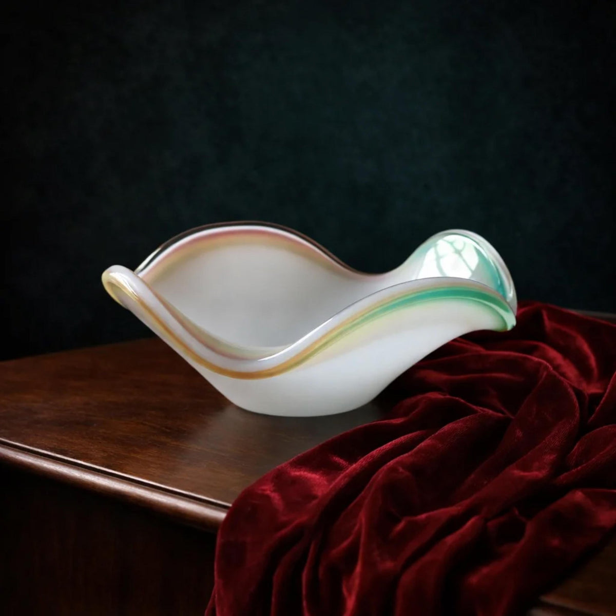 Italian Murano Glass Art Sculpture: White, Pink, and Green Decor - The Relic Detail